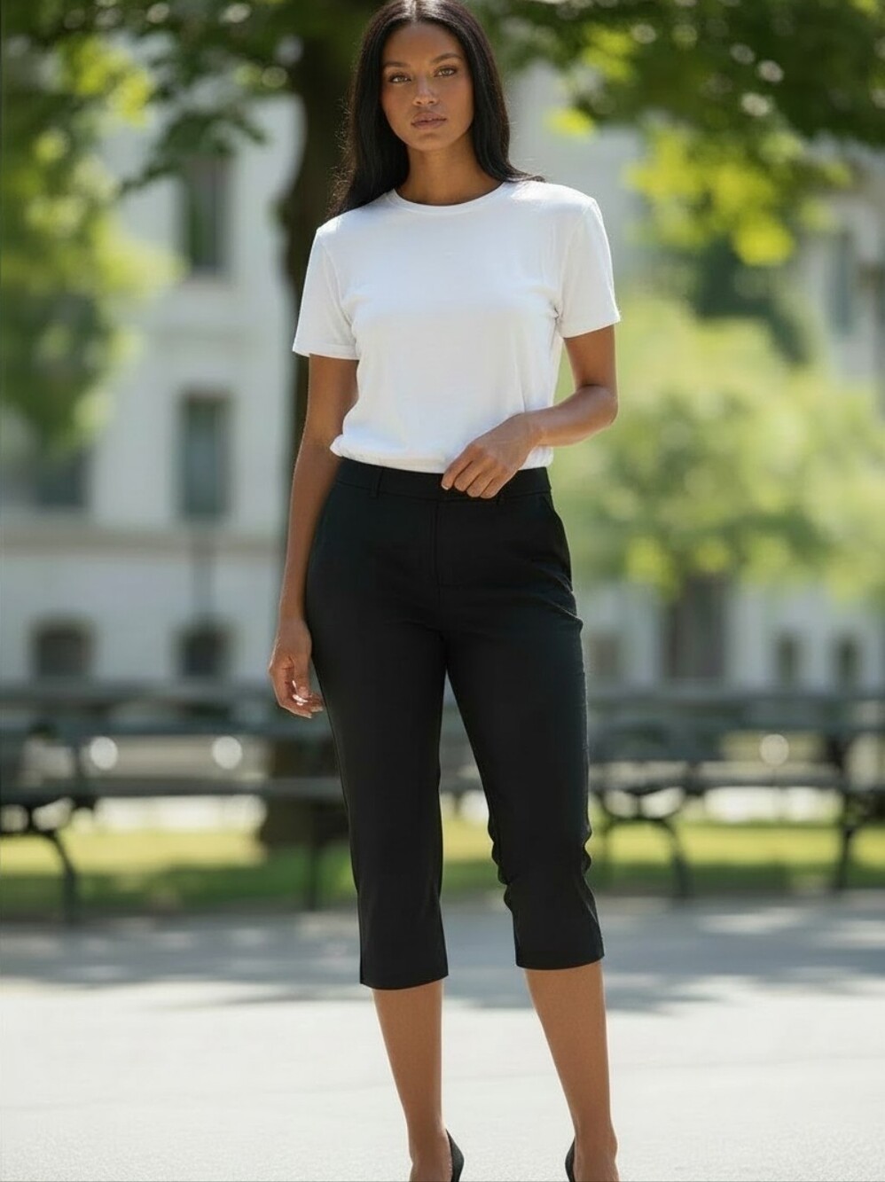 Ladies Banana Republic Black Capri Pants Size 6